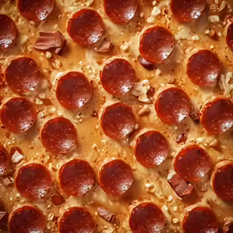 pepperoni slices arranged as toppings on pizza dough