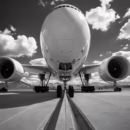 two large passenger jet airplanes parked on an airport runway