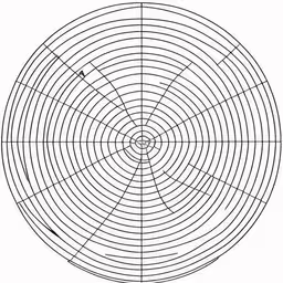 a circular drawing in the center of a table,a drawing of a circular design with a center focal in it,a round picture is shown, in black and white,a round diagram that has no lines,an abstract design with an orange line going through the center