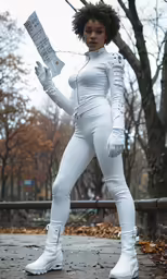 a woman dressed as a woman with newspaper