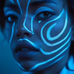 a woman with painted face on her face