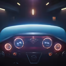 dashboard of motor vehicle in a dimly lit area