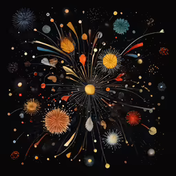 a black background with colorful fireworks