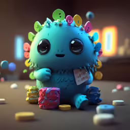 a close - up photo of a toy stuffed with buttons