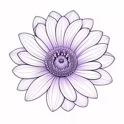 a blue flower sitting on top of a white ground,an image of a flower that is purple in color
