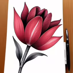 a large flower that has been drawn on paper,a drawing of a flower with a pen