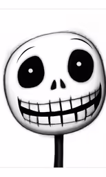 a cartoon skeleton with big eyes and smile