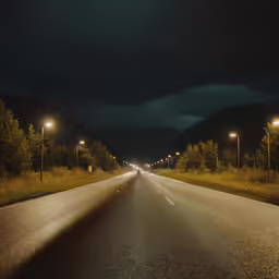 an image of a highway at night with a lot of light on it