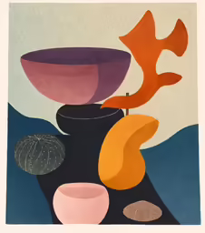 this is a painting with different shapes and colors