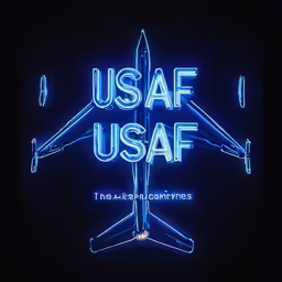 a lighted neon sign saying u s a f usaf