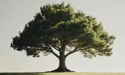 a big green tree sitting in the middle of a field