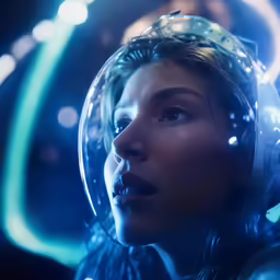 a woman wearing a space suit with futuristic features