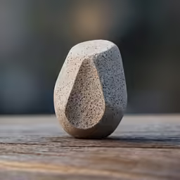 a stone block sits on a table outside