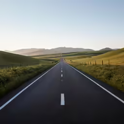 long straight straight highway with mountain in distance