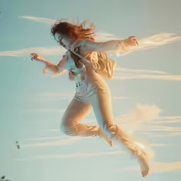 a person jumping in the air with a frizbee