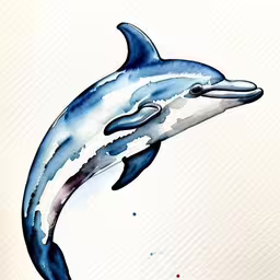 an animal that is jumping out of the water,an abstract watercolor drawing of a blue dolphin by natalie far