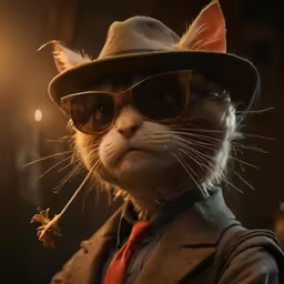a cat dressed up with a hat and glasses