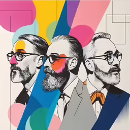 the image has different face shapes and colors