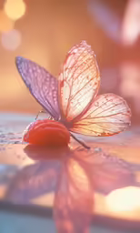 there is a close up of a pink butterfly