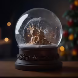 there is a snow globe sitting on a table