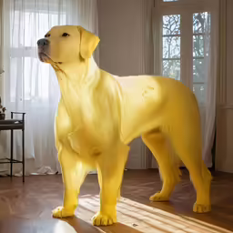 the large dog has yellow colored fur