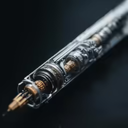the back end of a clear mechanical device