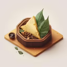 a wooden plate holding a slice of green tea with a brown tray
