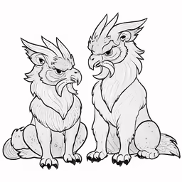 a drawing of two small monsters that have their mouths open