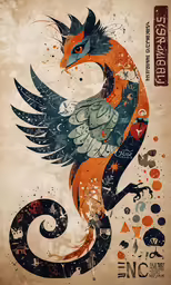 a bird has some writing on it