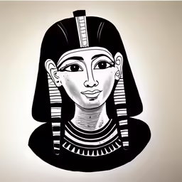 an ancient head with black, white and black pattern