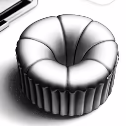 a round cake on a table with a remote