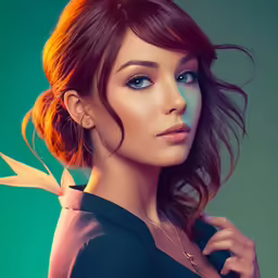 a woman with blue eyes and gold hair