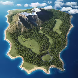 an image of an island in the ocean surrounded by land