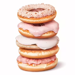 a stack of three donuts with sprinkles