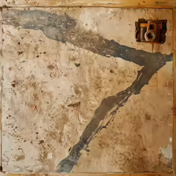 an old mirror with a camera attached to it