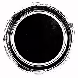 a black circular on a white background