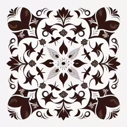 an artistic drawing of a flower on a white background,an artistic black and white circular ornament on white,a picture that has a design on it,a circular design with black and white flowers and leaves,this artistic drawing is the best and most intriguing art piece to draw