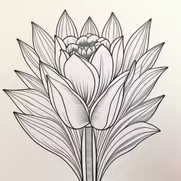 a line drawing of a bunch of flowers