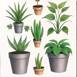 a selection of houseplants in various pots