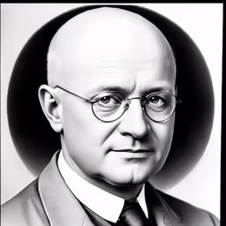 a black and white photograph of a man in glasses