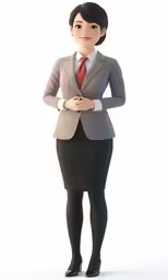 a cartoon woman in a business suit with her hands crossed