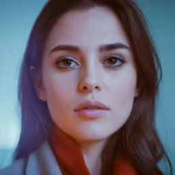 a young woman wearing a red scarf and wearing an orange top