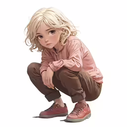 an anime character poses with her hand on her knee