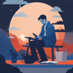 a man sitting at a table with an open laptop computer,a man sitting on top of a bench next to a book