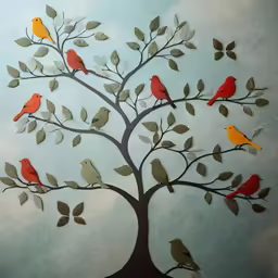 two red birds are sitting in a tree