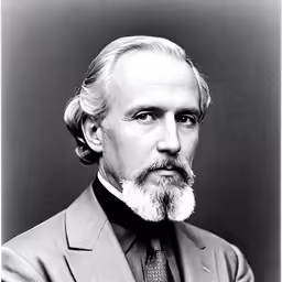 an older man wearing a gray suit and a white beard