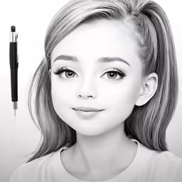 a drawing of a girl with long hair
