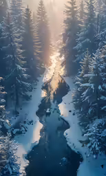 a river that runs through the middle of a forest
