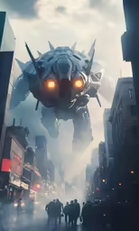 an image of a giant robot in the air