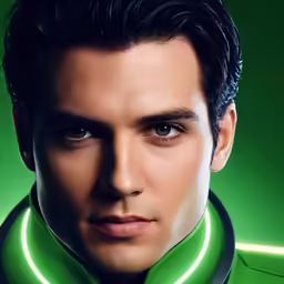 a man with dark hair and a green coat